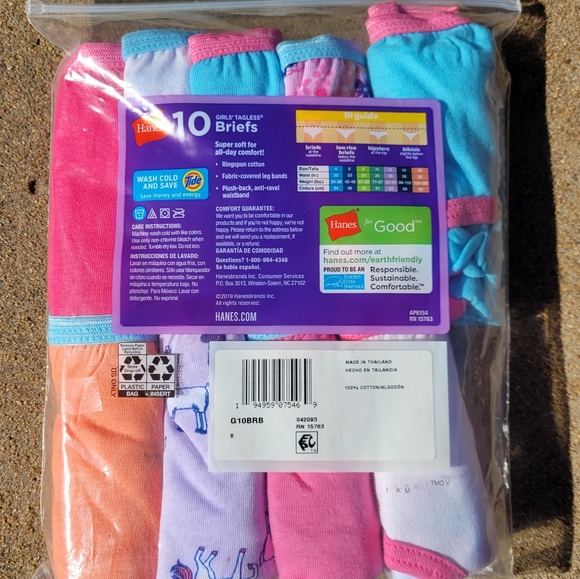 Hanes Girls Underwear Size 8 Pack of 9 - Picture 3 of 4